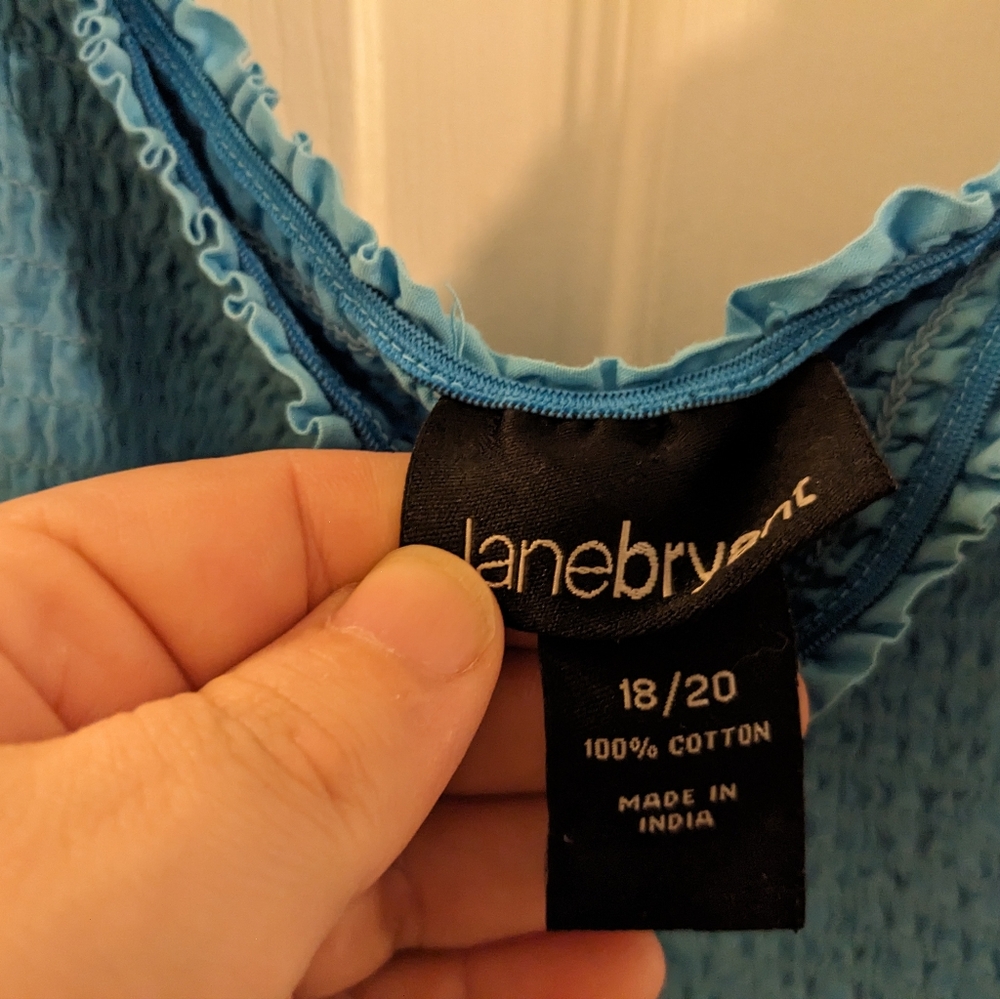 🔴3/$15 Lane Bryant aqua, sleeveless, smocked top, size 18/20 - Picture 4 of 8